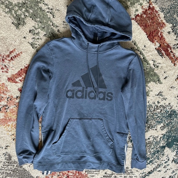 Adidas Vintage Style Women’s hooded sweatshirt rustic blue hoodie size small - Picture 8 of 11